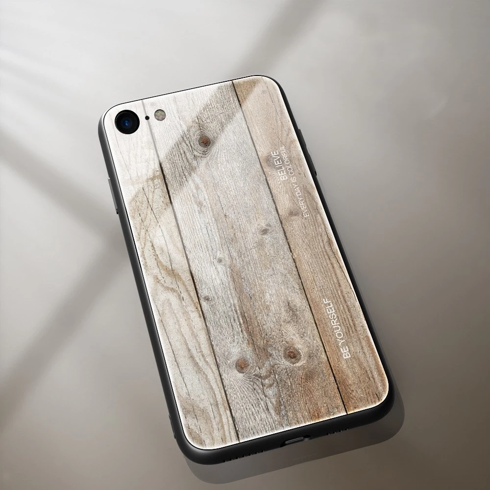 Compatible with Apple, IPhone12 New Wood Grain Glass Protective Cover