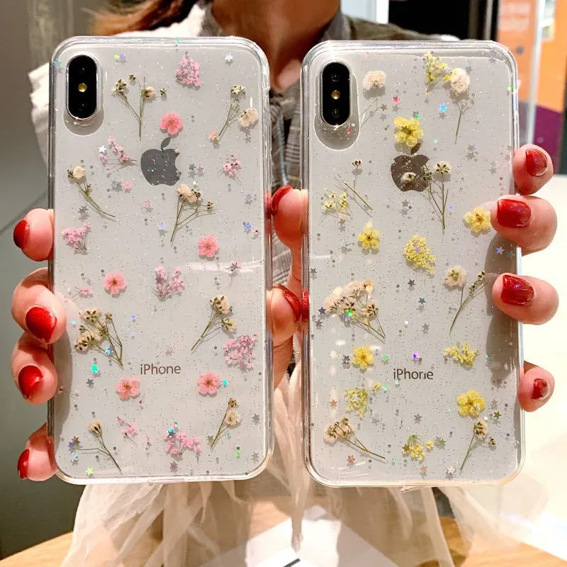 Epoxy Glitter Dried Flower Real Flower Small Floral Phone Case