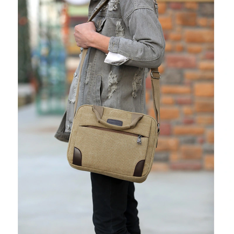 New men's canvas bag compartment Mens satchel retro casual bag large cross section