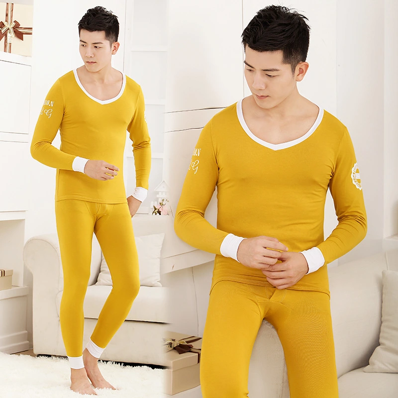 Men's tights Modal basic round neck thermal underwear set