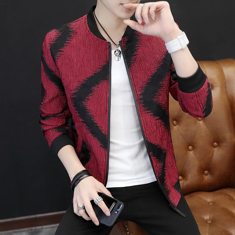 2021 spring and autumn men's jacket men's casual jacket stand collar print jacket male youth jacket