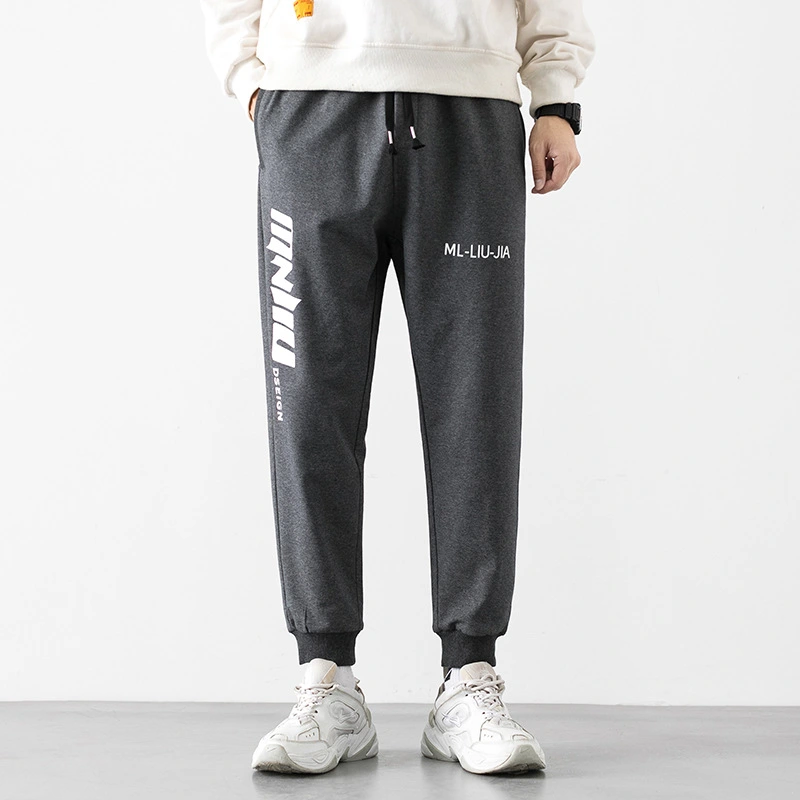 Plush Men's Sweatpants Loose Letter Print Bouquet Feet Pants