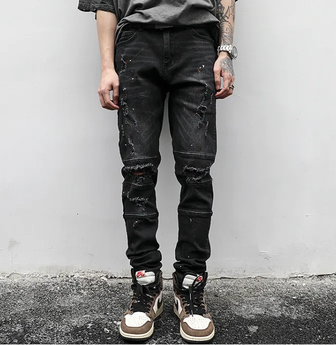 Distressed Splatter Denim