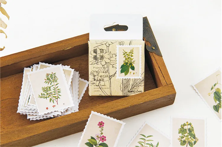 45 Piece Vintage Plant Sticker Set