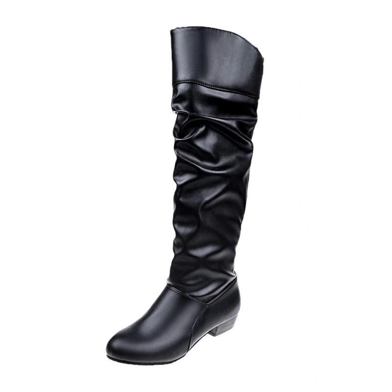 Plus Size Ladies Mid-heeled Slim High Boots