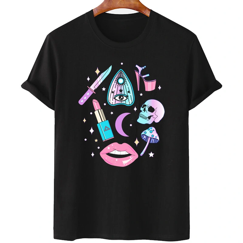 Simple Trend Solid Color Printed T-shirt for Men and Women