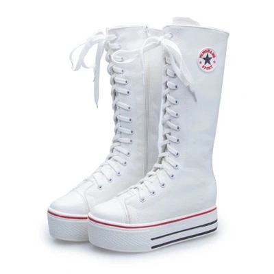 Korean boots, stealthy boots, high boots, thin bottom, high waist shoes, high canvas shoes.