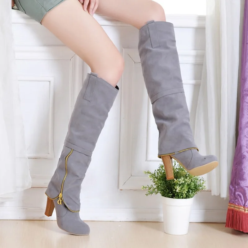 Suede frosted women's boots thick high-heeled boots