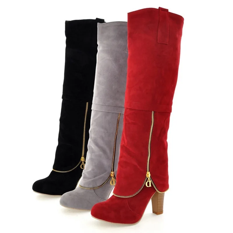 Suede frosted women's boots thick high-heeled boots