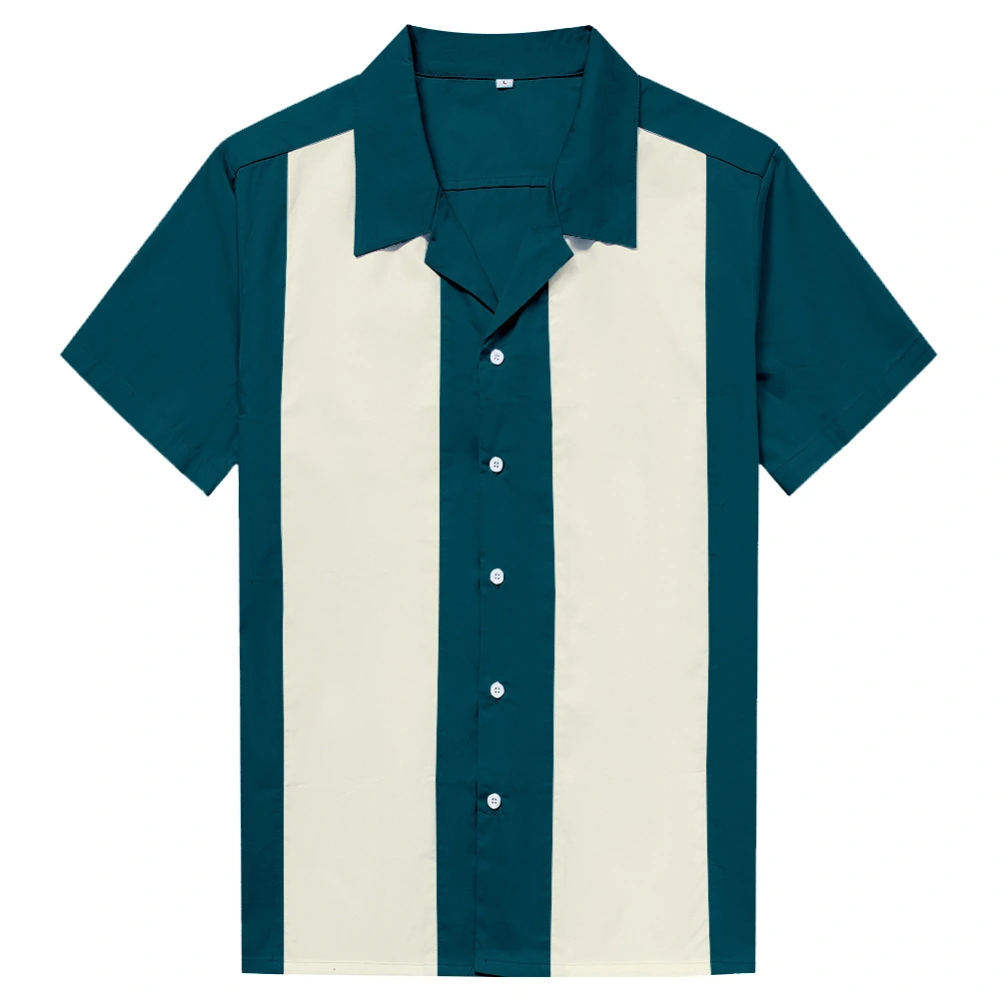 Contrast stitching men's shirt deep lake blue