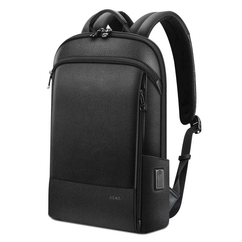 Layered Leather Backpack With Usb Charging