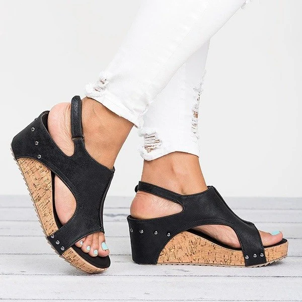 Open-Toe Wedge Sandals