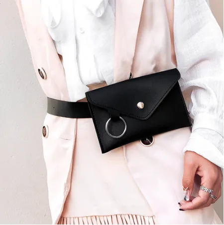 Fanny Pack Women Belt Bag Leather Waist Bag Fashion Women's Pure Color Ring PU Messenger Shoulder Chest pochete homem C25