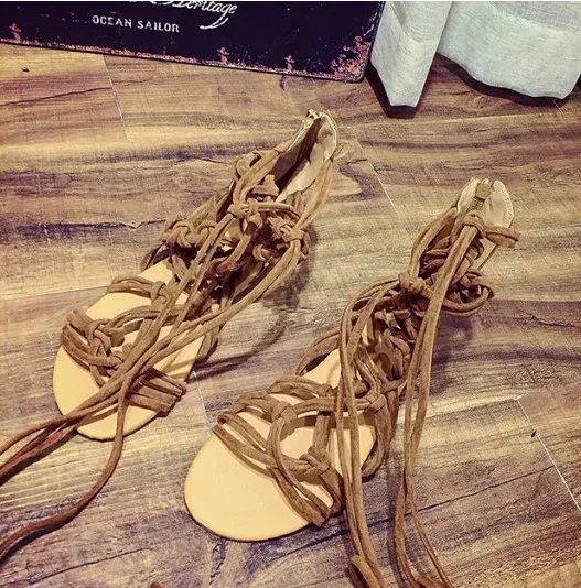 High tube cross straps Roman female boots