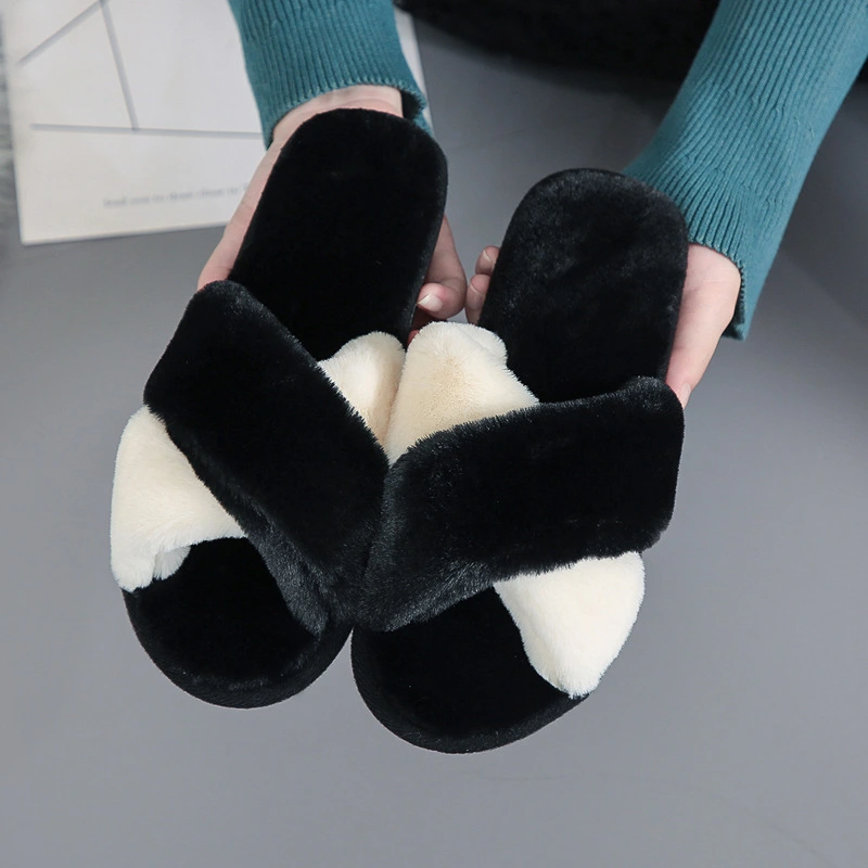 Plush cotton slippers