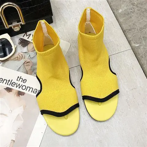 Stretch Cloth Flip Flops High-top Sandals And Long Boots