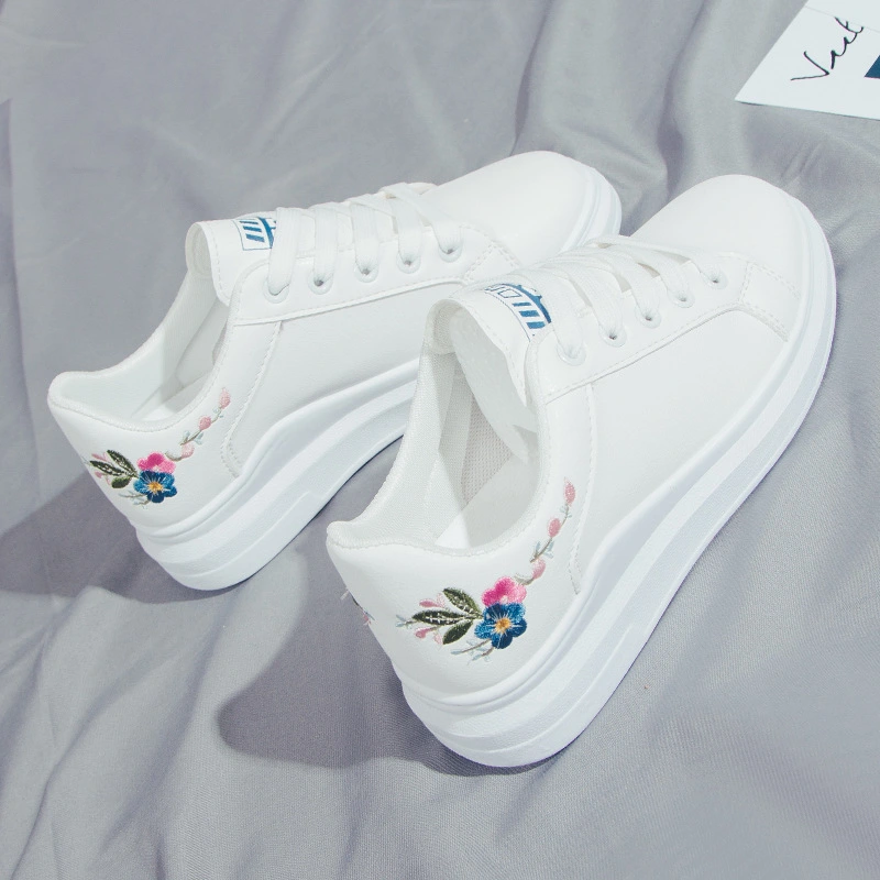 New Casual All-Match Embroidery White Shoes Women