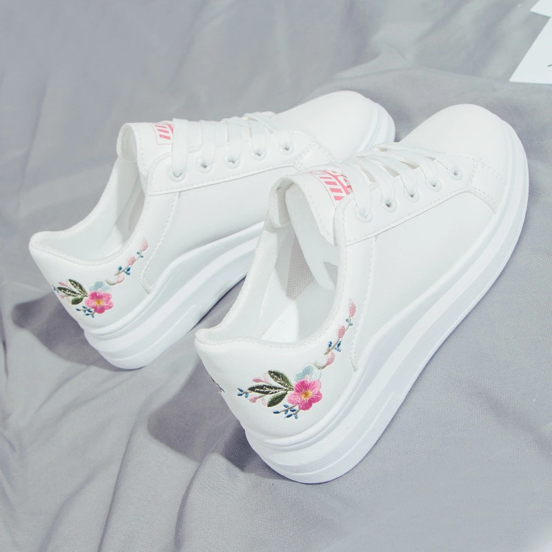 New Casual All-Match Embroidery White Shoes Women