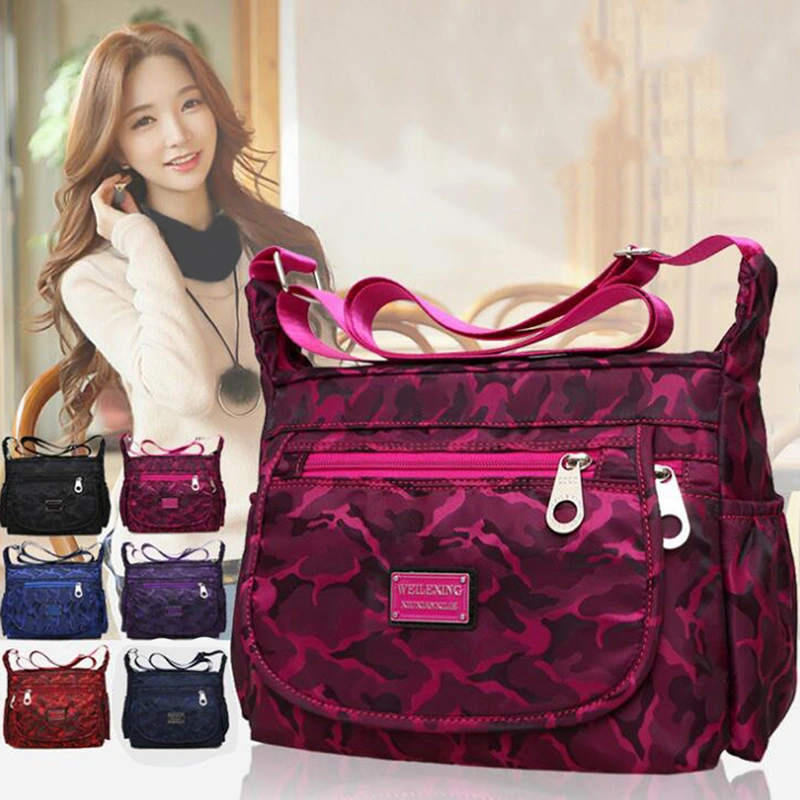 Casual Waterproof Nylon Printed Middle-Aged and Elderly Shoulder Bag Simple Cloth Bag Messenger Bag