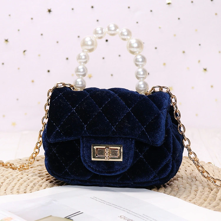 Gold Velvet Mini Pearl Tote
