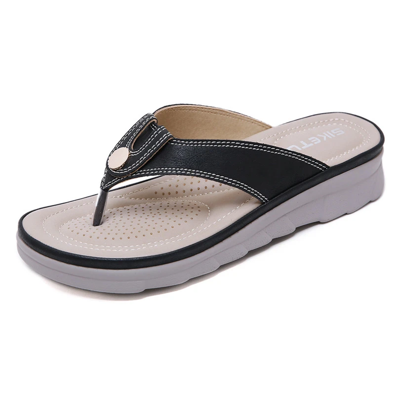 Women's Sandals With Metal Buckle  Lightweight Large Size Wedge Heel