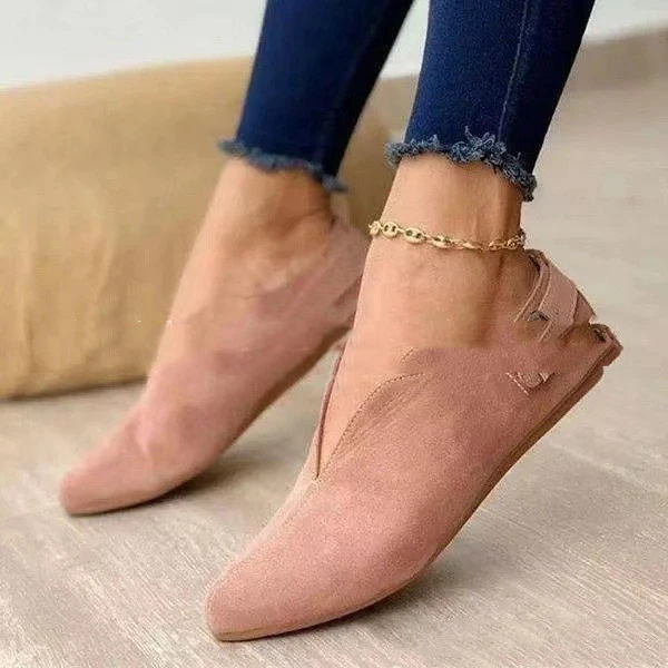 New Style Pointed Suede Low Cut Foot Casual Buckle Women's Shoes
