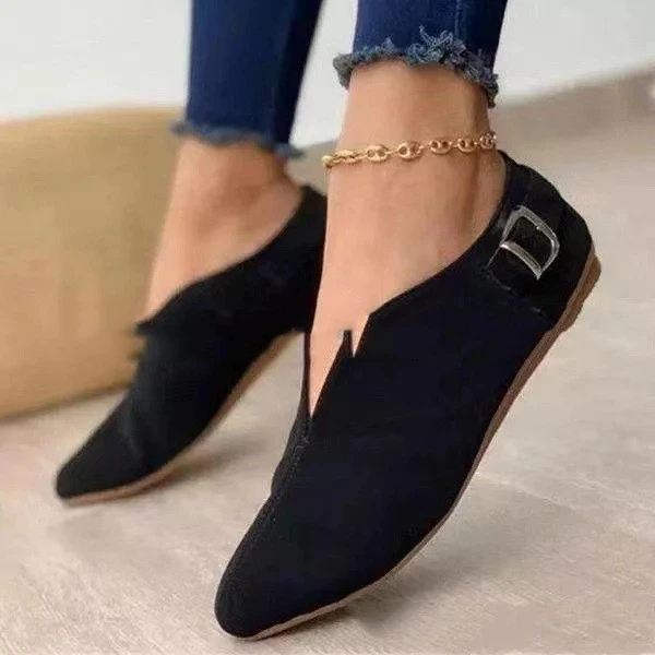 New Style Pointed Suede Low Cut Foot Casual Buckle Women's Shoes