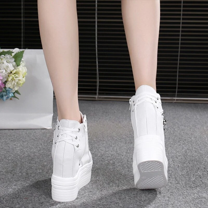 Inner raised side zipper women's shoes