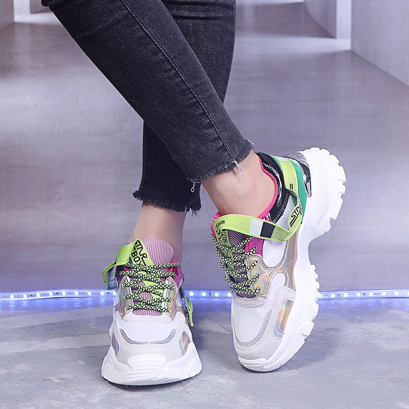 Platform color matching sports casual old shoes