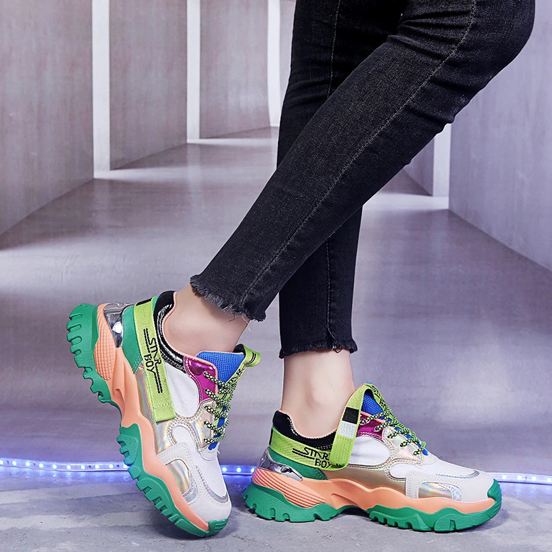 Platform color matching sports casual old shoes