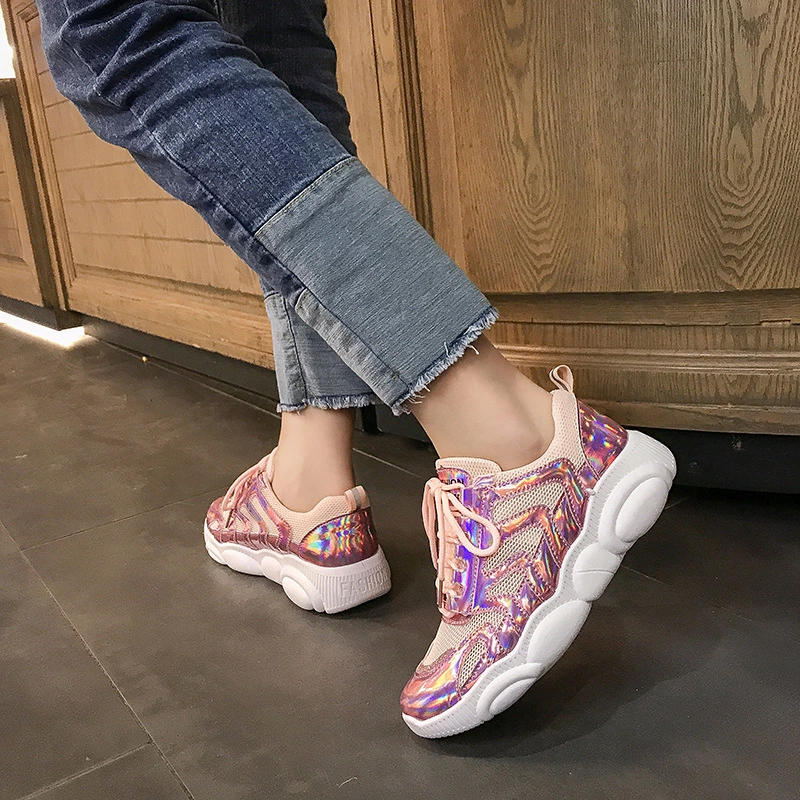 Jelly flat breathable lace-up sneakers