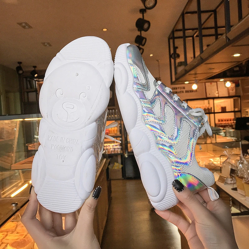 Jelly flat breathable lace-up sneakers