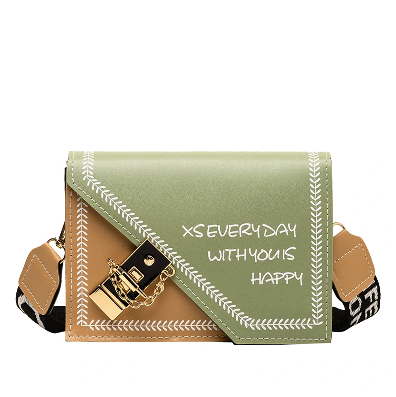 Wide shoulder strap letter shoulder bag