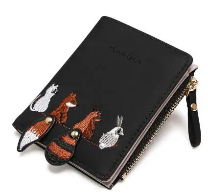 Women's Wallet Lovely Cartoon Animals Short Leather Female Small Coin Purse Hasp Zipper Kid Purse Card Holder For Girls