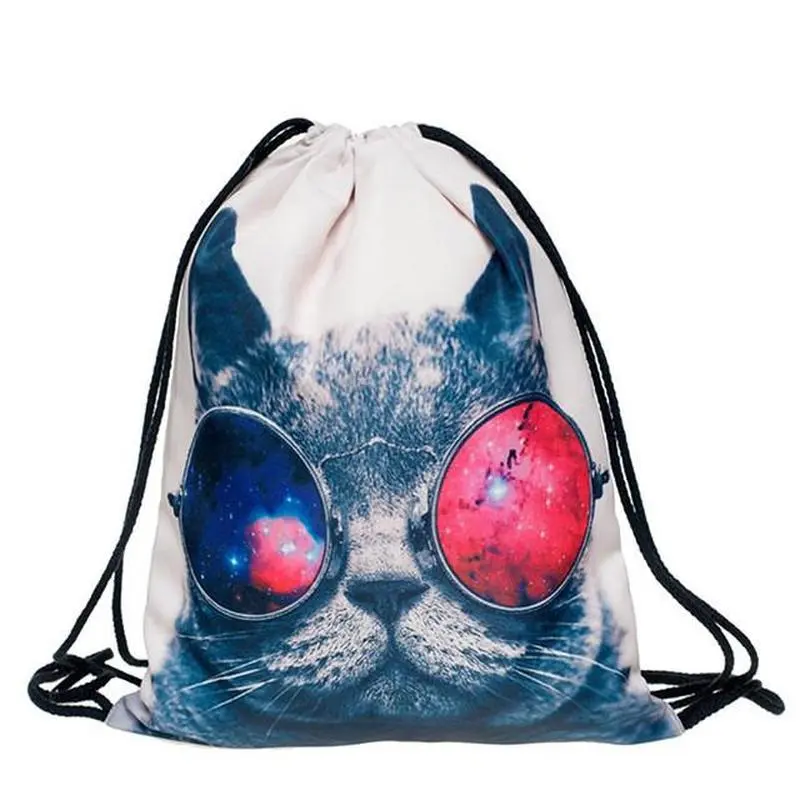 3D Cat Drawstring Bag