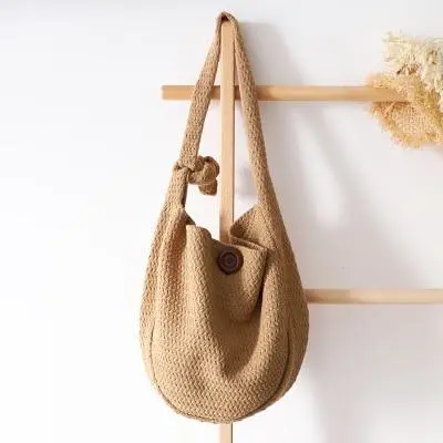 Wool straw single shoulder bag female autumn and winter new Korean version of chic retro super fire wild handmade beach bag shopping bag