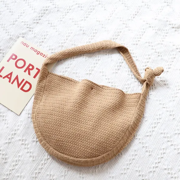 Wool straw single shoulder bag female autumn and winter new Korean version of chic retro super fire wild handmade beach bag shopping bag