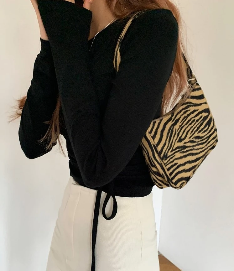 Niche Retro Zebra Print One-shoulder Baguette