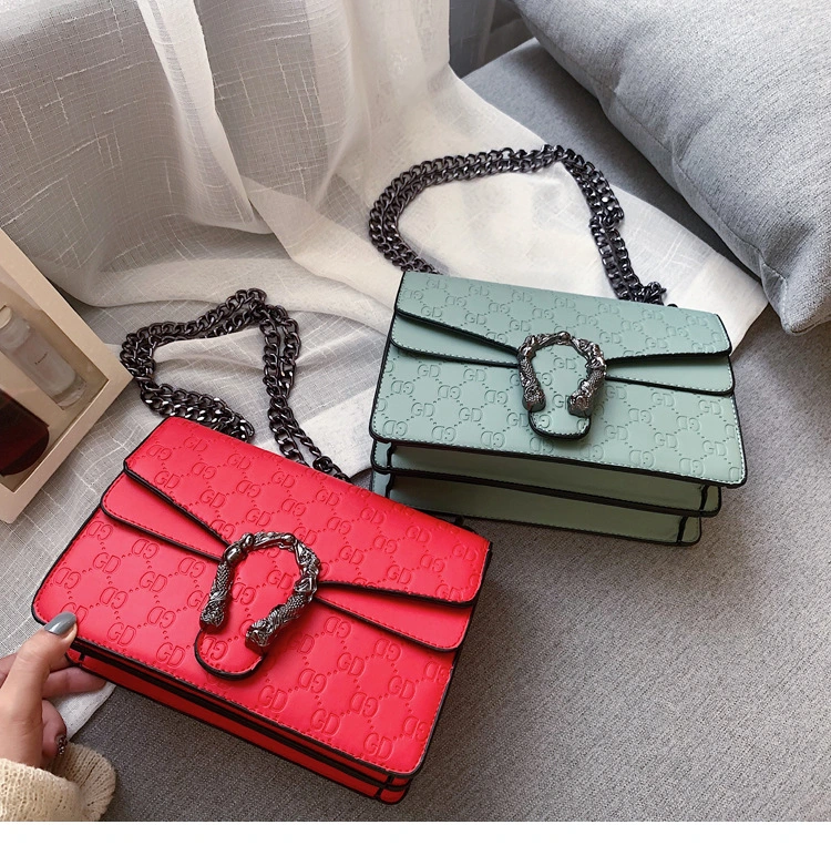 Fashion Letter Embossed Small Square Bag Ladies Shoulder Bag