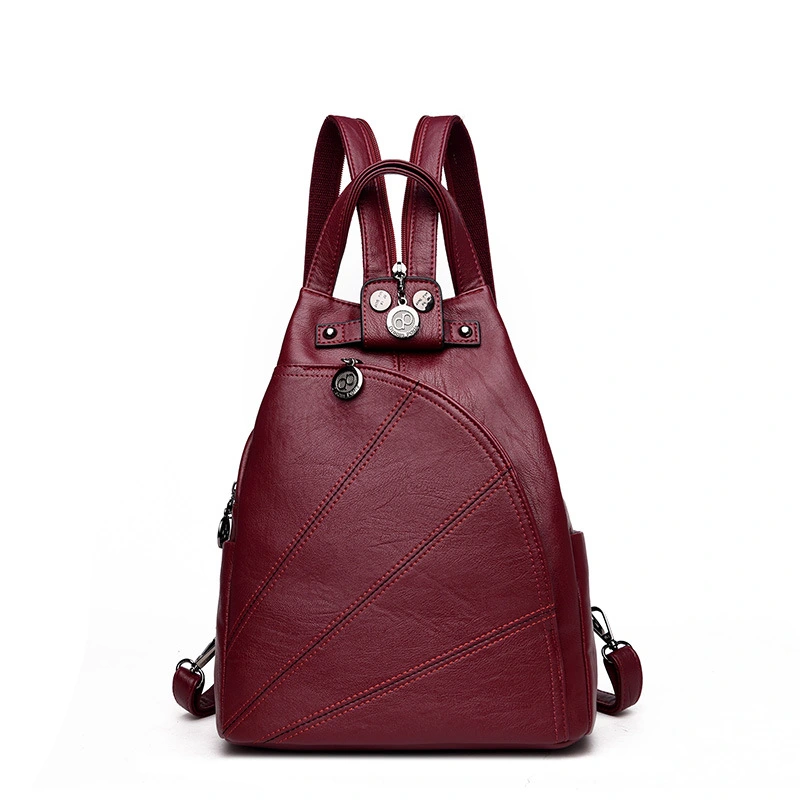 Soft leather anti-theft backpack