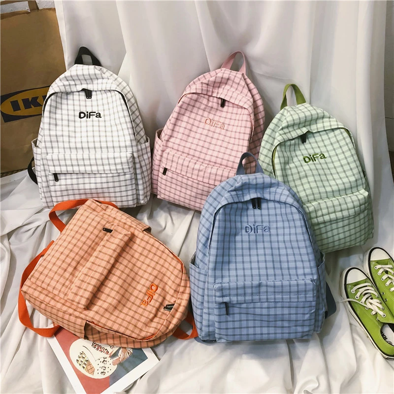 College student Plaid retro Backpack