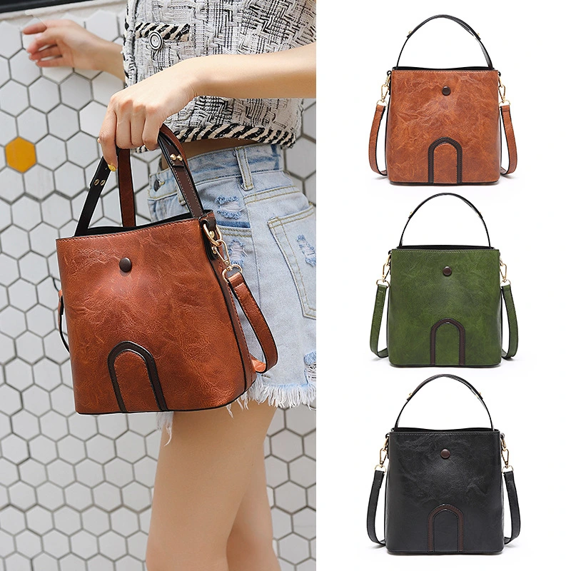 One Shoulder Crossbody Bucket Bag