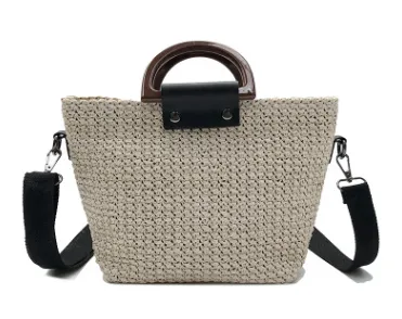 Simple and versatile popular straw bag woven beach bag large capacity female bag holiday summer shoulder bag