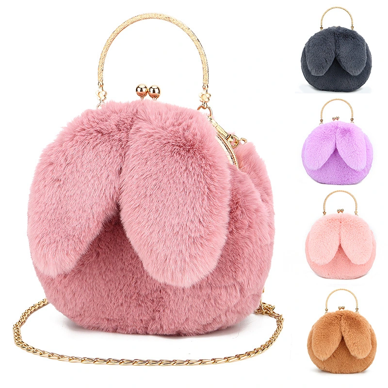 Fashion chain ear plush handbag