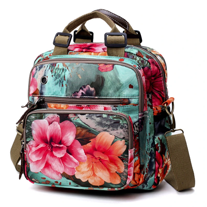 Contrasting Color Oxford One-Shoulder Diagonal Double-Back Multipurpose Bag