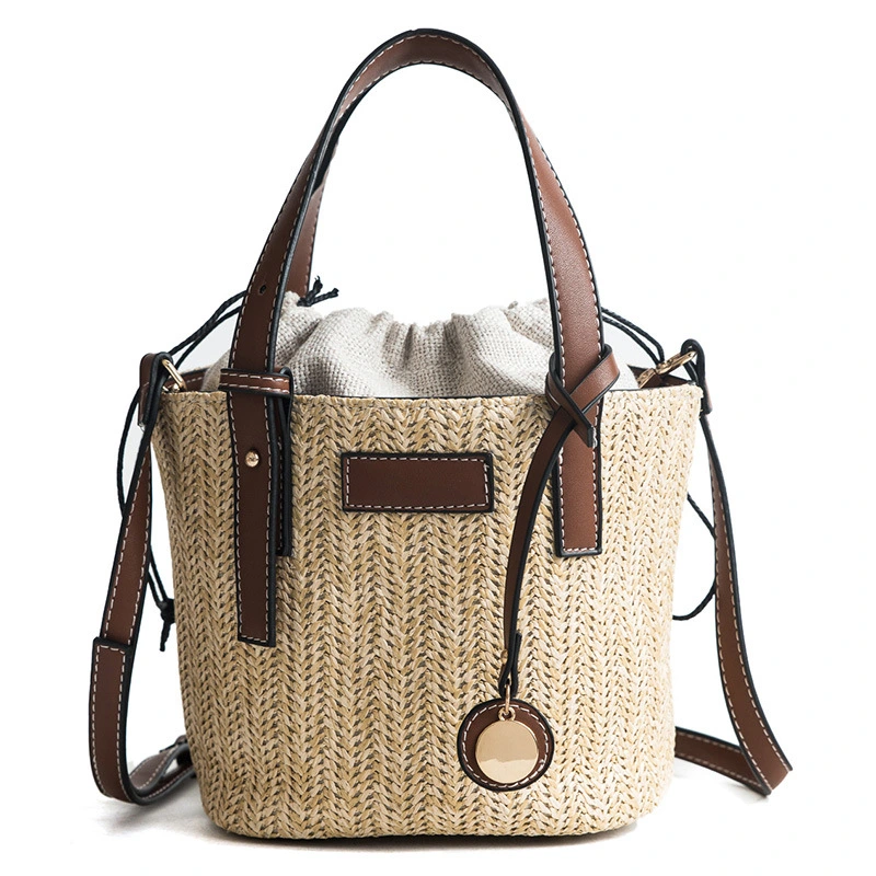 Summer Korean Wild Cross-body Shoulder Handbag Straw Woven Bucket Bag