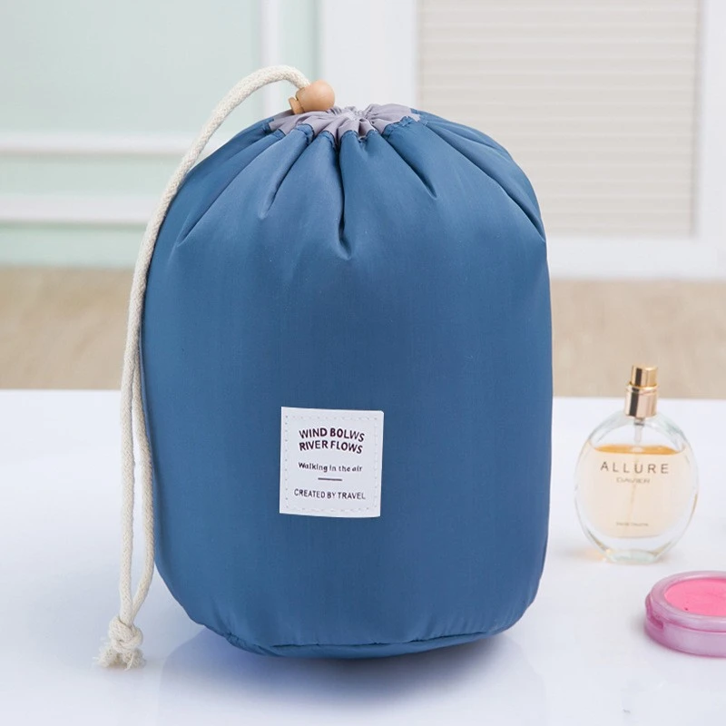 Cylindrical Waterproof Nylon Cosmetic Bag