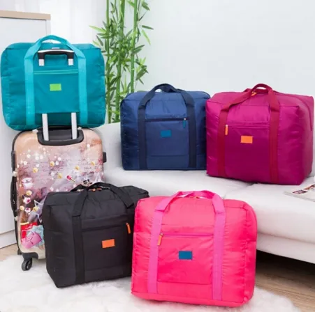 Portable printing travel bag large capacity nylon handbag folding luggage storage bag