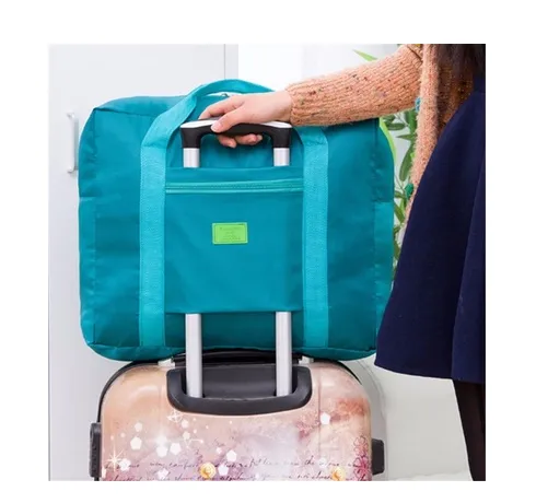 Portable printing travel bag large capacity nylon handbag folding luggage storage bag