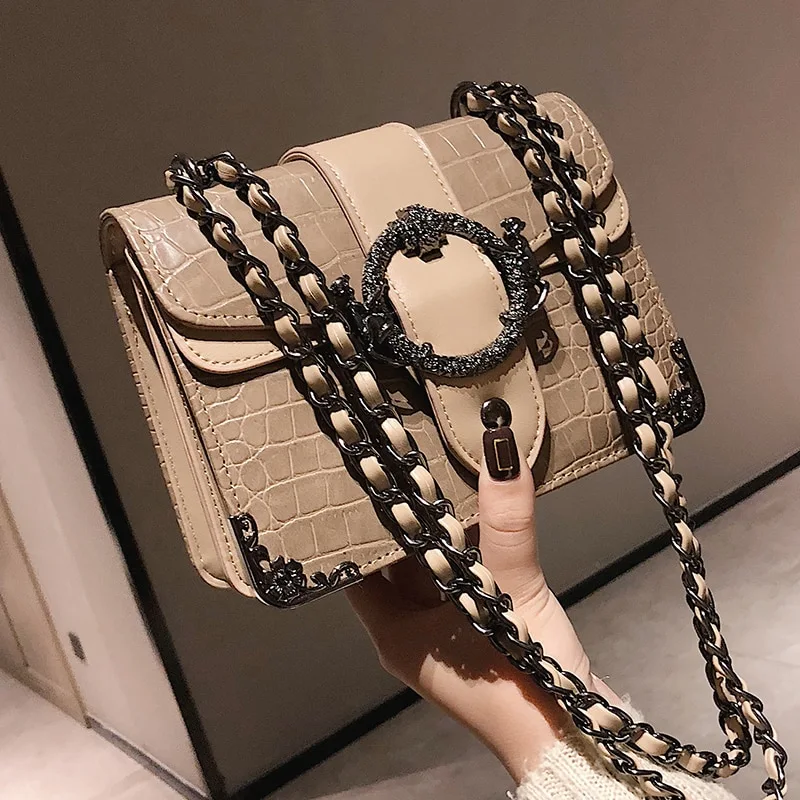 Stone chain shoulder bag